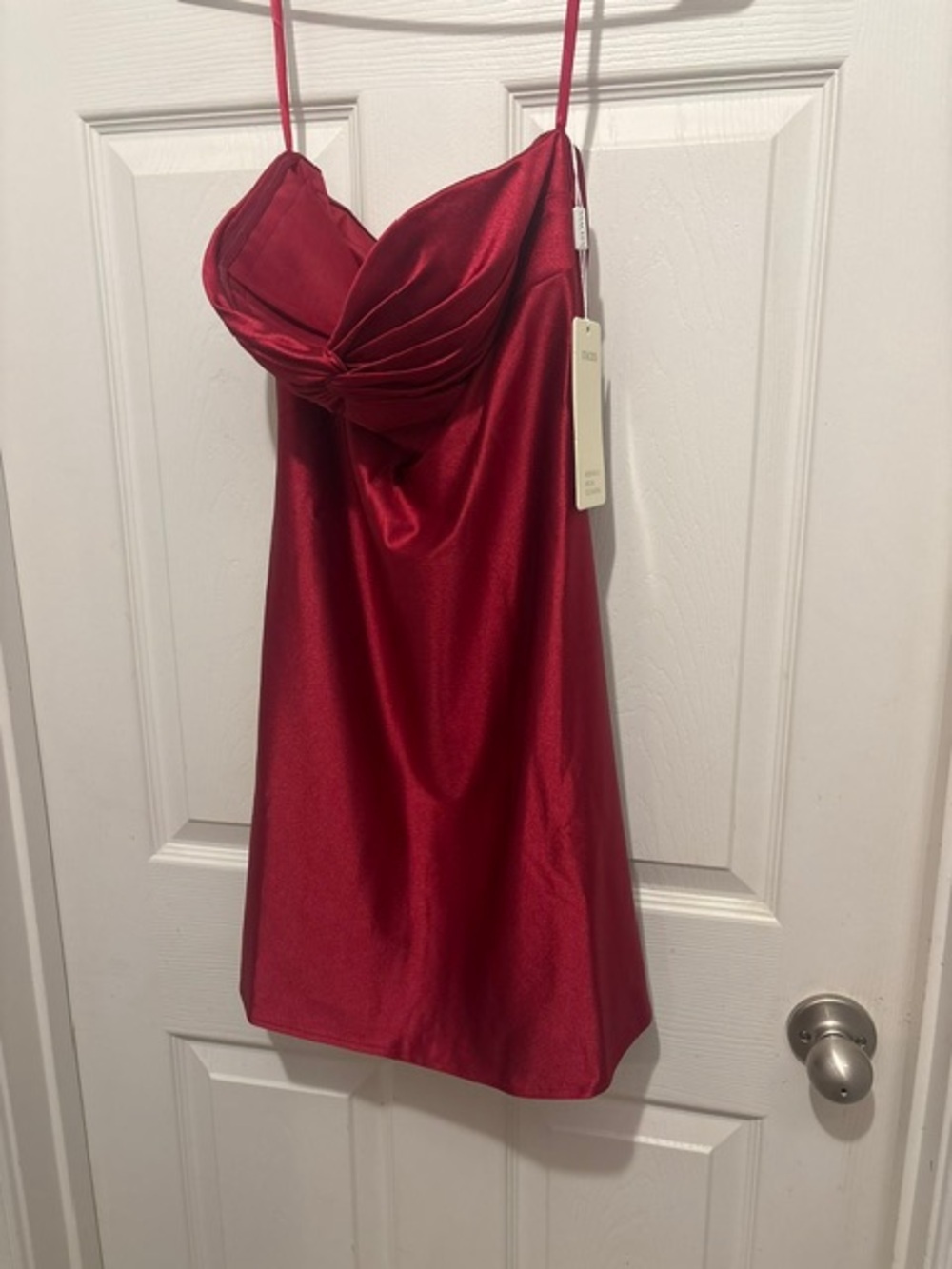 ‼️BNWT‼️Stacees A-line Satin Sweetheart Strapless Short Homecoming Dress w/Ruch